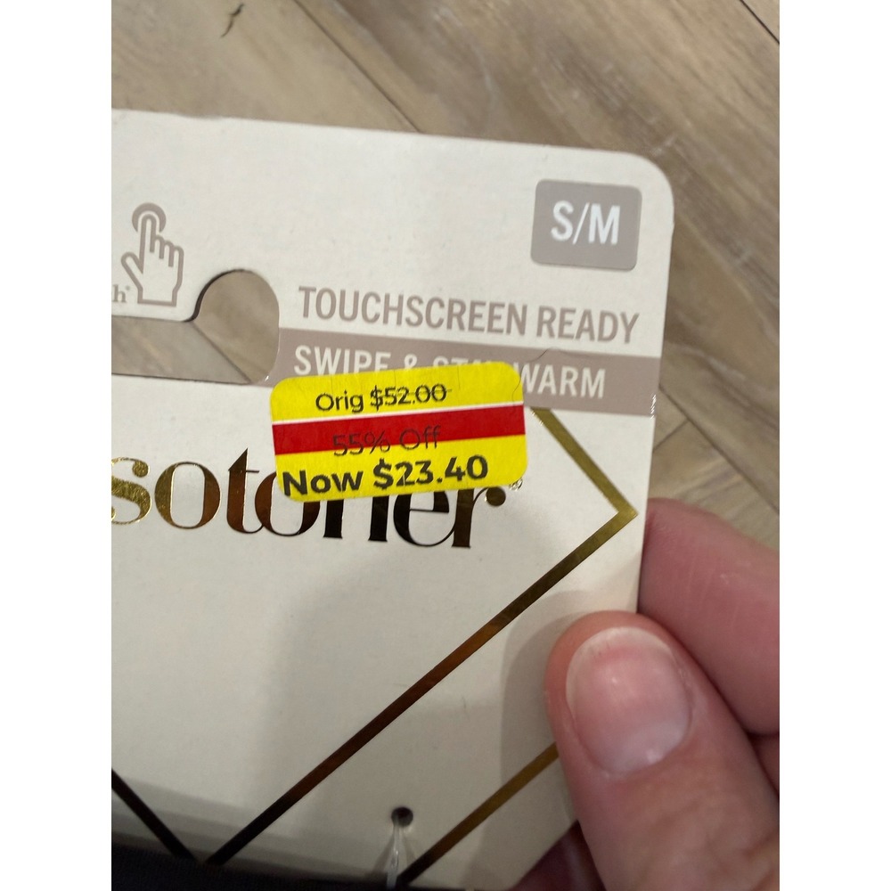 Isotoner Womens Black smartTouch Touchscreen Leather Spandex Gloves SM New - Picture 5 of 5